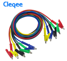 Cleqee-Pinzas de doble punta P1024, Cable de prueba de cocodrilo, Cable de plomo de 100CM, 5 colores, 15A, 5 uds. 2024 - compra barato