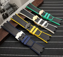 Correa de goma de silicona de dos tonos para reloj, pulsera deportiva de 28mm para Audemars Piguet y 2024 - compra barato