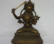 9 Tibetan temple Copper Gold Gilt Bodhisattva Manjusri Manjushri kwan-Yin Statue 2024 - buy cheap