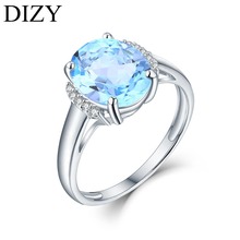 Женское кольцо из серебра 925 пробы с натуральным голубым топазом 4,3 карата 2024 - купить недорого