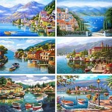 5D DIY Diamond painting Seaside villa Cross Stitch Diamond mosaic landcape diamond Embroidery rhinestones Christmas Decor gift 2024 - buy cheap