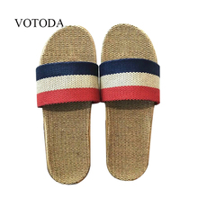 VOTODA Men's Environmental EVA Linen Slippers Men's Travel Portable Lightweight Flat Slides Couple Home Floor Flax Flip Flops 2024 - buy cheap