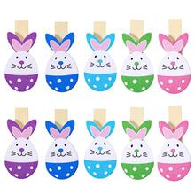 10pcs Wooden Pegs Lovely Rabbit Colored Note Memo Photo Paper Peg Clips Holder Craft Clips for Easter Party Decoration 2024 - buy cheap