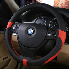 3D brand Car steering-wheel 38cm Leather Hand-stitched PU leather Car Steering Wheel Cover Fit For Most Cars Styling 2024 - buy cheap