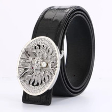 Cinturones de dragón para hombre, con hebilla de Pin de diamantes de imitación, color dorado y plateado, a la moda 2024 - compra barato