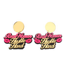 Hyperbole Hip Hop Night Club Jewelry Acrylic Letter Big Stud Earrings 2024 - buy cheap