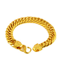 Хип-хоп плотный браслет желтое золото заполненный твердый мужской браслет подарок 2024 - купить недорого