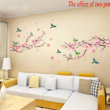 1 pc Sakura Wall Stickers Kids Rooms Bedroom Living Room DIY Art PVC Beautiful Flower Tree Removable Wallpaper home decor New 2024 - buy cheap