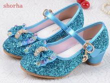 Girls Leather Wedding Shoes Baby Children's Sequins Princess Enfants Kids High Heels Dress Party Shoes for Girls 26-37 2024 - buy cheap