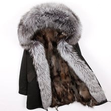 MAO MAO KONG 2020 natural fox fur liner long outerwear winter jacket raccoon fur lining big real fox fur collar coat parkas 2024 - buy cheap