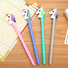 Pluma de Gel de unicornio para estudiantes, bolígrafos bonitos de dibujos animados de 0,5mm, material escolar Kawaii, 1 unidad 2024 - compra barato