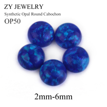 50pcs 1.5mm~10mm OP50 Round Cabochon Flat Back Blue Synthetic Opal Stone For DIY Jewelry 2024 - buy cheap