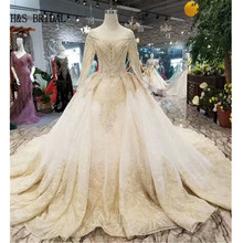H & S vestido DE NOIVA Casamento De Luxo vestido de baile de manga longa vestidos de noiva vestidos de noiva princesa vestidos de noiva de renda de ouro novia 2024 - compre barato