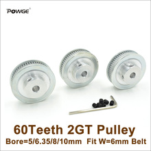 Powge polia de distribuição, polia de distribuição de 60 dentes 2gt com 5-12mm de largura para impressora 3d, partes da impressora 60 t 60 dentes gt2 polia 2024 - compre barato