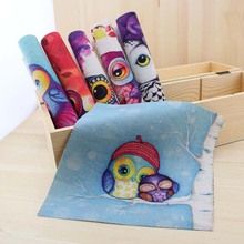 Cute Owl Hand-dyed Linen Cotton Fabric Scrapbooking Craft Patchwork Decoration Fabric 19x20 cm 6pcs Free shipping 2024 - buy cheap