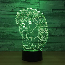 Hedgehog Acrylic 3d Small Night Lights Colorful Remote Control Stereo NightLight Creative Gifts 3d Led Lamp 2024 - buy cheap