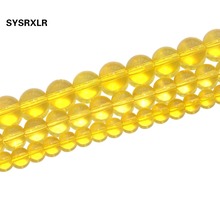 Wholesale Charm Clear Glass Yellow Crystal Round Loose Beads For Jewelry Making DIY Bracelet Necklace 4/6/8/10/12 MM Strand 15'' 2024 - buy cheap