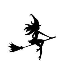 12.7*12.2CM Fashion Halloween Sexy Witch Broom Car Stickers Cartoon Waterproof Vinyl Reflective Decals Black/Silver C7-0842 2024 - buy cheap