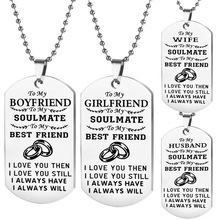 Love Necklace Keychain TO MY HUSBAND/WIFE To my Soulmate Best Friends Dog Tag Pendant Necklace Key chains For Couples 2024 - buy cheap