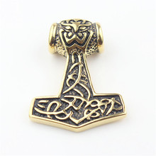 Gold Tone Myth THOR'S HAMMER Norse Magick Mjolnir Stainless Steel Pendant 2024 - buy cheap