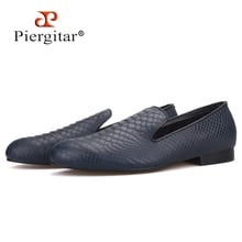 Piergitar new style men handmade Crocodile embossing Genuine Leather shoes British style smoking slippers men's casual loafers 2024 - buy cheap