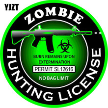 YJZT 10.2CM*10.2CM ZOMBIE Series Reflective Car Sticker Zombie Hunting License The Tail Of The Car Decals C1-7100 2024 - buy cheap