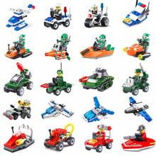 Противопожарные строительные блоки, мини-полицейский катер для гонок, совместимые с Legoing City, Обучающие кирпичи, игрушки для детей, Детский вертолет 2024 - купить недорого
