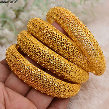 Annayoyo 4pcs/Lot Dubai Gold Color Bangles Ethiopian Jewelry African Bracelets for Women Arab Jewelry Wedding Bride Gifts 2024 - buy cheap
