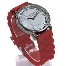 Alexis Women Fashion Analog Quartz Round Wrist Watch Japan PC21J Movement Red Soft Silicone Strap White Dial Water Resistant 2024 - buy cheap