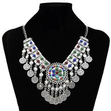 Ожерелья с кисточками и цыганской монеткой для женщин, винтажные бисерные, в стиле Бохо нагрудник, массивное ожерелье для танца живота, турецкие этнические индийские ювелирные изделия для вечеринок 2024 - купить недорого