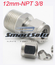 free shipping  2pcs/lots 12mm NPT3/8 thread stainless steel compression fittings 2024 - buy cheap