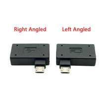 Cablecc 2 шт. 90 градусов левый и правый угловой Micro USB 2,0 хост-адаптер OTG с питанием от USB для сотового телефона и планшета 2024 - купить недорого