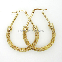 New Gold   Anti allergy Stainless Steel Cable Wire Mesh Water drop shape Hoop Earring Women Fashion Gifts 2024 - buy cheap