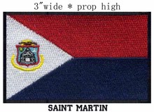 Saint Martin Flag embroidery patch 3" wide shipping/purity and faith/  horizontal bicolour/coat of arms inside 2024 - buy cheap