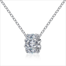 Kofsac colar de prata esterlina 925, pingente redondo brilhante de cristal da sorte para mulheres presentes de joias para o dia dos namorados 2024 - compre barato
