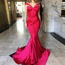 Red Muslim Evening Dresses Mermaid Deep V-neck Formal Islamic Dubai Saudi Arabic Long Elegant Evening Gown Prom Dresses 2024 - buy cheap