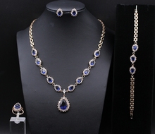 GZJY Noble Gold Color Crystal AAA Zircon Necklace Ring Earrings Bracelet For Women Wedding Anniversary Jewelry Sets 2024 - buy cheap