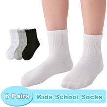 6Pairs Kids Athletic Socks Short School Socks Children White Sports Socks Cosy Casual Boys Girls Solid Color Socks Pack 5-13Y 2024 - buy cheap
