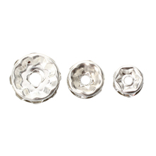 75pcs Silver bead spacer plate and rhinestone DIY Deco Necklace Jewelry 6 + 8 + 10mm 2024 - buy cheap