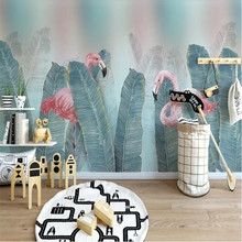 Small fresh green leaves watercolor professional production mural factory wholesale wallpaper mural photo wall 2024 - buy cheap