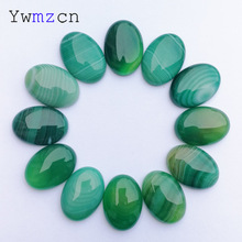green Striped onyx natural stone beads for jewelry making 25X18MM cab cabochon charm fashion Ring accessories 12Pc/lot no hole 2024 - buy cheap