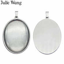 Julie Wang-Base de cabujón de bisel ovalado de acero inoxidable, 1 pieza, configuración de bandeja en blanco, colgante, pulsera, accesorio para hacer joyas 2024 - compra barato
