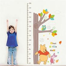 Pegatinas de pared de dibujos animados Winnie The Pooh, decoración del hogar, medida de altura, Mural del alfabeto, para habitaciones de niños, calcomanía escolar 2024 - compra barato