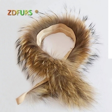 ZDFURS * Real Fur Collar 100% Genuine Raccoon Fur Scarf  70cm Fur Trim of Down Coat Fur Strip/Hooded 2024 - buy cheap