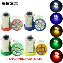 EBSX-bombillas LED para Interior de coche, luz de lectura, 24V DC BA9S 8 SMD 100 LED 8SMD 3020 T4W, blanco, azul, rojo, amarillo, verde, 1206 Uds. 2024 - compra barato