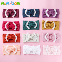 26pc  New Cute Wide Nylon Headbands edging Lace Trim Nylon Bow Head wrap Knot Nylon Headwear Turban Baby Girls Hair Accesseries 2024 - buy cheap