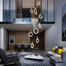 Anel de luz led moderno, decoração interna e para casa, luminária de teto suspensa para sala de estar, escada 2024 - compre barato