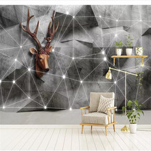 Custom wallpaper Nordic 3d solid geometry triangle elk line TV background wall painting advanced waterproof material 2024 - buy cheap