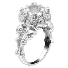 Hainon Fashion Silver Color Skull Rings Black Blue Green Crystal Zircon Women's Wedding Ring Punk Jewelry For Man Gifts 2024 - buy cheap