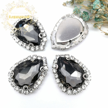 ¡Envío Gratis! Diamantes de imitación con hebilla de cristal con forma de gota de agua color gris con cadena y garra accesorios para ropa Diy 2024 - compra barato